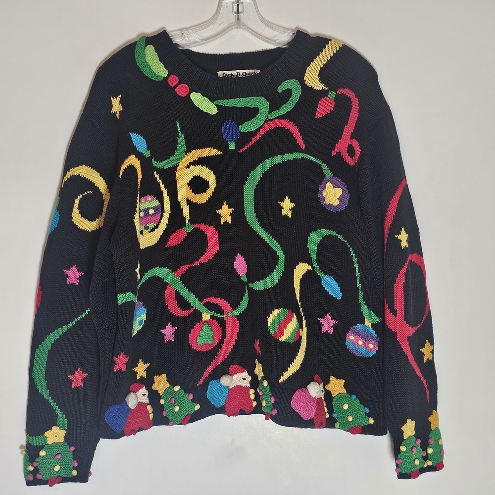 Jack B Quick Christmas Sweater Womens Medium‎ Multi Holiday Festive Santa Ugly M